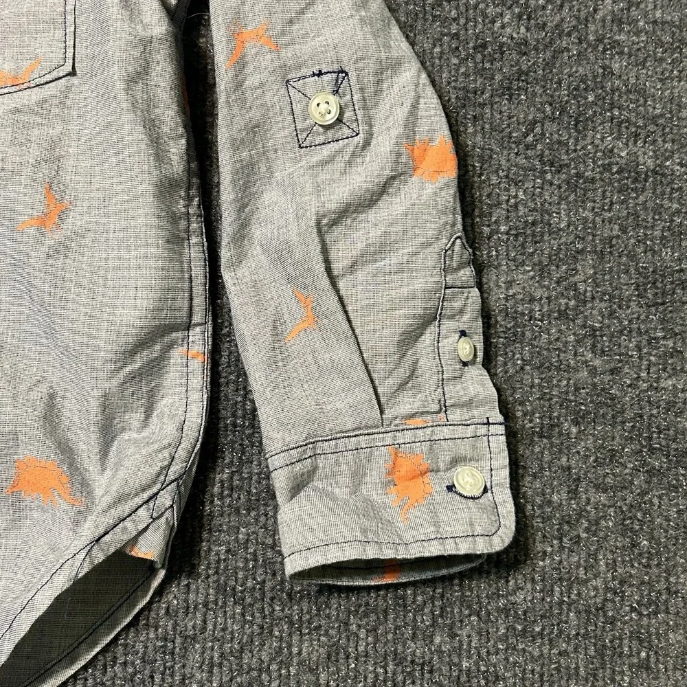 Baby Gap Shirt Boys‎ Size 4T Long Sleeve Button Up  Dinosaurs Roll Tab Sleeves